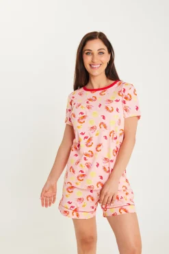 Shrimp on the Barbie - Peach Womens Short Set