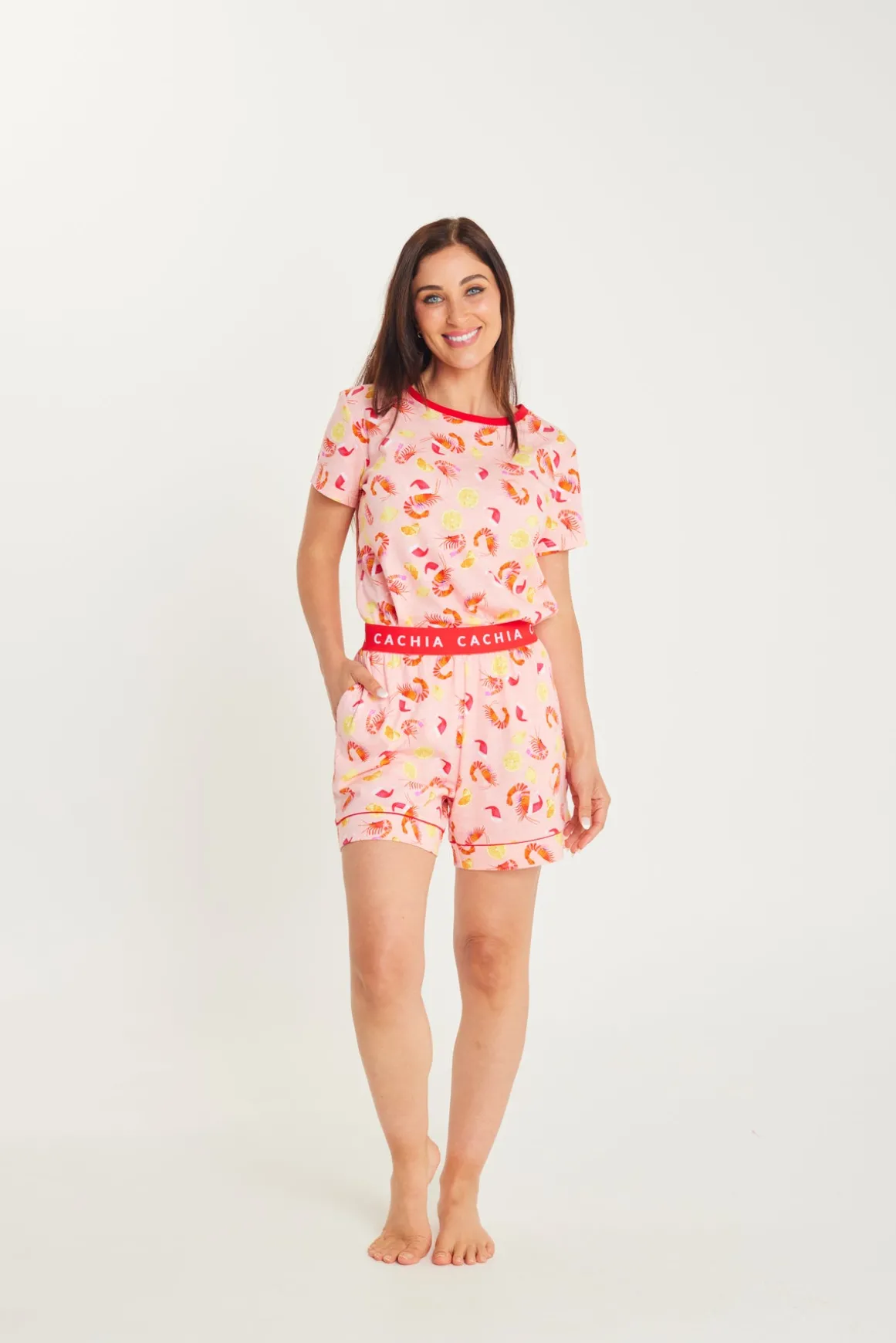 Shrimp on the Barbie - Peach Womens Short Set