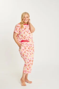 Shrimp on the Barbie - Peach Womens 3/4 Pant Set