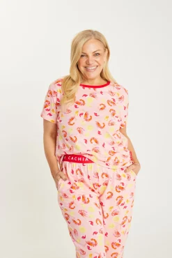Shrimp on the Barbie - Peach Womens 3/4 Pant Set